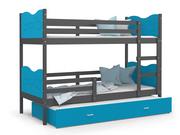 Łóżka dla dzieci i młodzieży - Łóżko piętrowe 190x80 szary błękit  MAX 3-osobowe - miniaturka - grafika 1