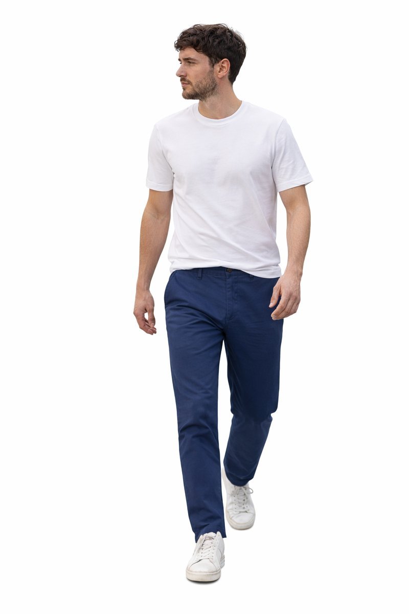 TOMMY HILFIGER SPODNIE CHINOS PROSTE NIEBIESKIE BAWEŁNA 32/34 1I3A