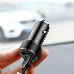 Baseus Small Screw 3.4A inteligentna ładowarka samochodowa 2x USB + kabel USB Typ-C 1m 2A czarny (TZXLD-B01) - Ładowarki samochodowe - miniaturka - grafika 11