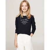 Bluzy dla dziewczynek - Tommy Hilfiger Bluzka | Slim Fit - miniaturka - grafika 1