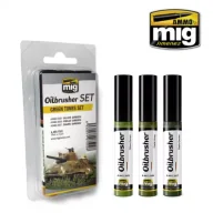 Akcesoria i części modelarskie - Ammo: Oilbrusher Set - Green Tones Set 3x10ml - miniaturka - grafika 1