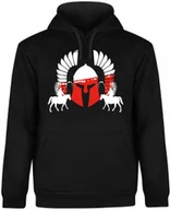 Bluzy męskie - BLUZA MĘSKA Z KAPTUREM PATRIOTYCZNA HUSARIA POLSKA FLAGA CZARNA R-XXL A580 - miniaturka - grafika 1