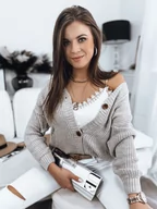 Swetry damskie - Sweter damski MINSTRAL beżowy Dstreet MY1618 - miniaturka - grafika 1