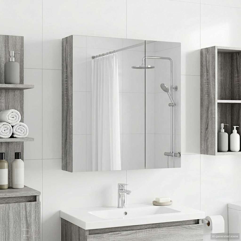 vidaXL vidaXL Szafka z lustrem do łazienki Szary Sonoma 60 x 14,5 x 70 cm