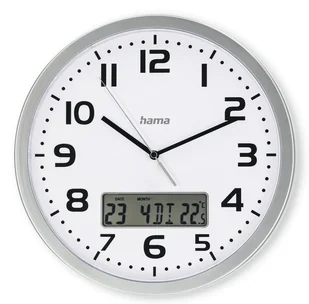 Hama 00185878 zegar ścienny / stołowy Zegar analogowy Okrągły Srebrny, Biały - Zegary - miniaturka - grafika 1