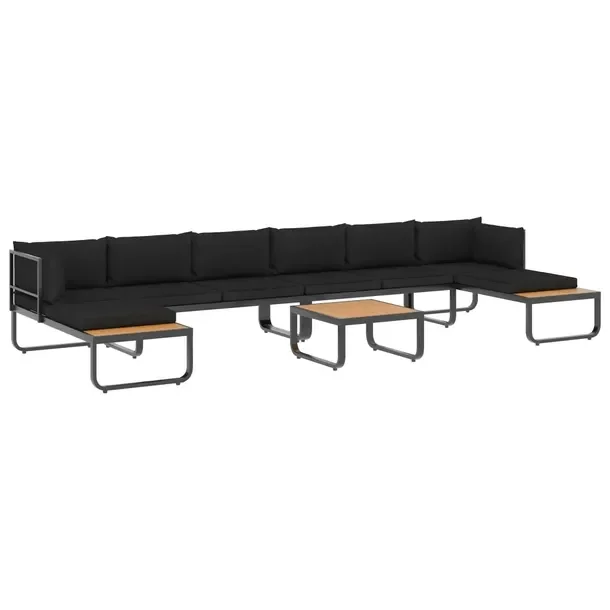 Zestaw wypoczynkowy 2x sofa narożna 2x bez podłokietników, stolik, ciemn