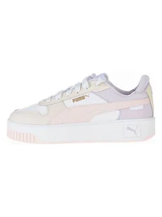Puma Skórzane sneakersy "Carina" w kolorze biało-fioletowo-jasnoróżowym - Trampki damskie - miniaturka - grafika 1