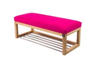 Ławki do przedpokoju - Ławka na buty LPG-4 50cm EMRAWOOD drewno lite kolor naturalny siedzisko gładkie kolor różowy - miniaturka - grafika 1