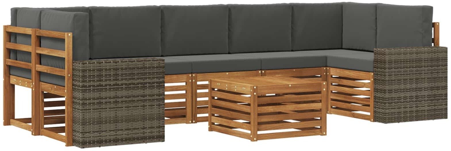 vidaXL Zestaw sof na zewnątrz z poduszką 8 pcs Naturalny i Antracytowy