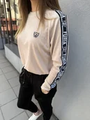 Komplety damskie - Dres damski welurowy beżowo-czarny Furia - miniaturka - grafika 1