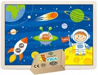 Zabawki sensoryczne - Drewniane Puzzle KOSMOS PLANETY dla najmłodszych Dzieci 2 3 4 5 lat latka 24 el VIGA - miniaturka - grafika 1