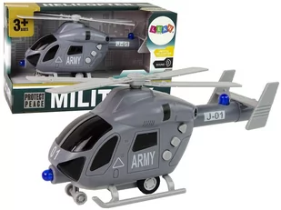 Helikopter Wojskowy Szary Dźwięk Światła Śmigła Import LEANToys - Samoloty i helikoptery - miniaturka - grafika 1