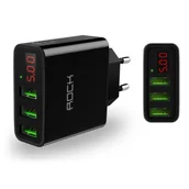 Ładowarki samochodowe - ROCK ŁADOWARKA SIECIOWA T14 LED 3-PORT NETWORK CHARGER BLACK - miniaturka - grafika 1