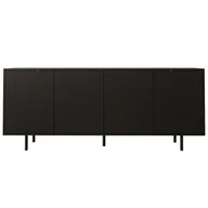 Komody - Komoda Nero 200 cm, 4 drzwi, czarny mat bez uchwytów, czarne nogi - miniaturka - grafika 1