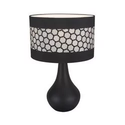 Ideus Stojąca LAMPA stołowa WANDA 03804 abażurowa LAMPKA ceramiczna wzorki czarna 03804 - Lampy stojące - miniaturka - grafika 1