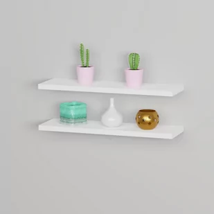 Półka ścienna wisząca 2x80 cm biała - Półki do salonu - miniaturka - grafika 1