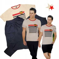 Piżamy damskie - 3 Częściowy Komplet Męski 2xl 3xl Piżama Bawełna Shorty Spodnie Prezent - miniaturka - grafika 1