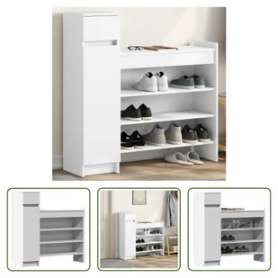 The Living Store Szafka na buty biała 100,5x28x100 cm Materiał drewnopochodny - Szafki na buty - miniaturka - grafika 1