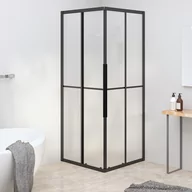 Kabiny prysznicowe - Lumarko Kabina prysznicowa, mrożone szkło ESG, 70x70x180 cm, czarna - miniaturka - grafika 1