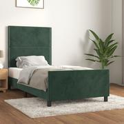 Łóżka - Lumarko Rama łóżka z zagłówkiem, ciemnozielona, 90x200 cm, aksamitna - miniaturka - grafika 1