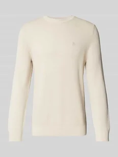 Sweter z dzianiny o kroju regular fit z czystej bawełny z wyhaftowanym logo - Swetry męskie - miniaturka - grafika 1
