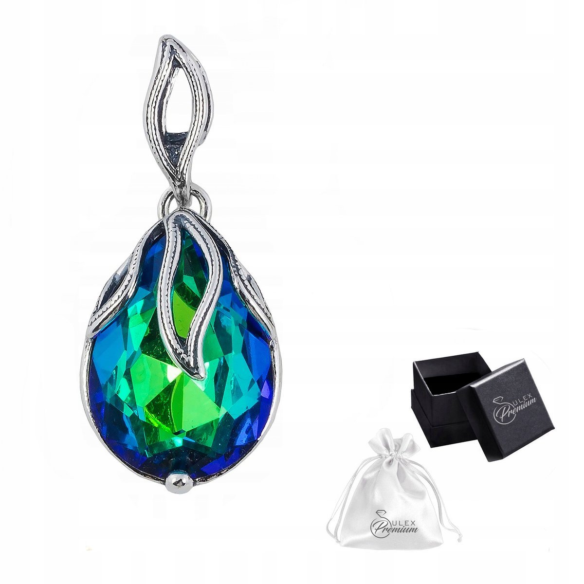 Zawieszka Srebrna 925 z Pięknym Kolorowym Kryształem Ozdobny Wisiorek