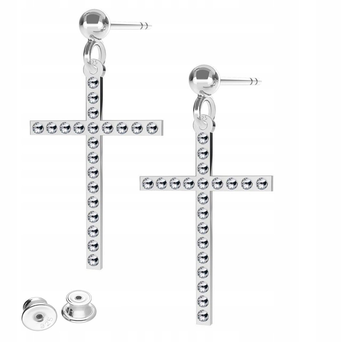 Kolczyki Srebrne z Krzyżem Krzyżykiem Krzyże Krzyżyki Cross SREBRO 925