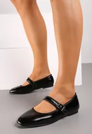 Baleriny - Czarne Balerinki Lakierowane na Płaskiej Podeszwie ze Skórzaną Wkładką Mary Jane Tinaia - miniaturka - grafika 1