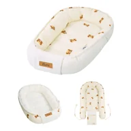 Kokony niemowlęce - Kokon niemowlęcy Flumi dwustronne gniazdko dla dzieci, jasny kremowy + misie - miniaturka - grafika 1