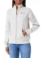Bluzy damskie - Champion Legacy American Classics W-Script Logo Light Powerblend Fleece Full Zip High-Neck Bluza damska, Srebrny Szary, XL - miniaturka - grafika 1