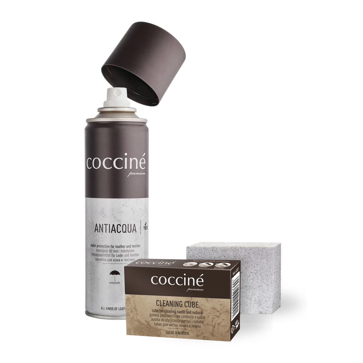 Gumka do Zamszu Nubuku z Impregnatem Antiacqua 150ml Coccine Zestaw 2w1