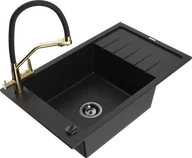 Zlewozmywaki z baterią - Mexen Elias zlewozmywak granitowy 1-komorowy z ociekaczem i baterią kuchenną Duo, czarny - 6511-77-671701-57-B - miniaturka - grafika 1