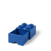 Pojemniki na zabawki - Lego POJEMNIK NA KLOCKI ZABAWKI I INNE KLOCEK 4 WYPUSTKI Z SZUFLADKĄ NIEBIESKI 4005 - miniaturka - grafika 1