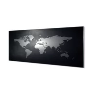 Dekoracje domu - Panel lacobel + klej Czarne tło biała mapa 125x50 cm - miniaturka - grafika 1