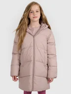 Kurtki i płaszcze dla dziewczynek - 4F Płaszcz puchowy z wypełnieniem syntetycznym dziewczęcy - brązowy 122 (6-7 lat) - miniaturka - grafika 1