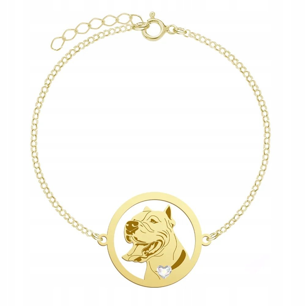Bransoletka Złota z Dog Argentyński 925 Biżuteria Prezent GRAWER GRATIS