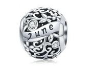 Pandora Valerio.pl Rodowany srebrny charms do miesiąc czerwiec month june cyrkonie srebro 925 CHARM219 CHAR