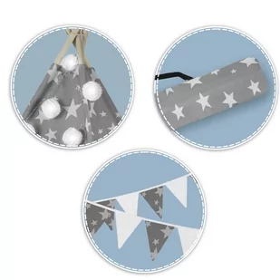 Namiot tipi dla dzieci z girlandą i światełkami Nukido - szare w gwiazdki - Namioty i tipi dla dzieci - miniaturka - grafika 3