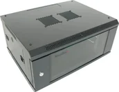 Szafy rack - Szafa XtendLan 19" szafka ścienna 4U 600x450, nosność 60 kg, szklane drzwi, spawany, czarny WS-4U-64B-BLACK-P - miniaturka - grafika 1