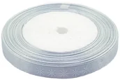 Pasmanteria - Brewis Wstążka satynowa 12mmx22m śnieżynki biało-srebrne - miniaturka - grafika 1