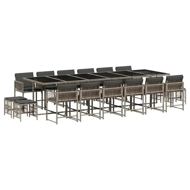 Zestaw Mebli Ogrodowych z Rattanu PE, Stół 330x106x73 cm, Krzesła 50,5x5