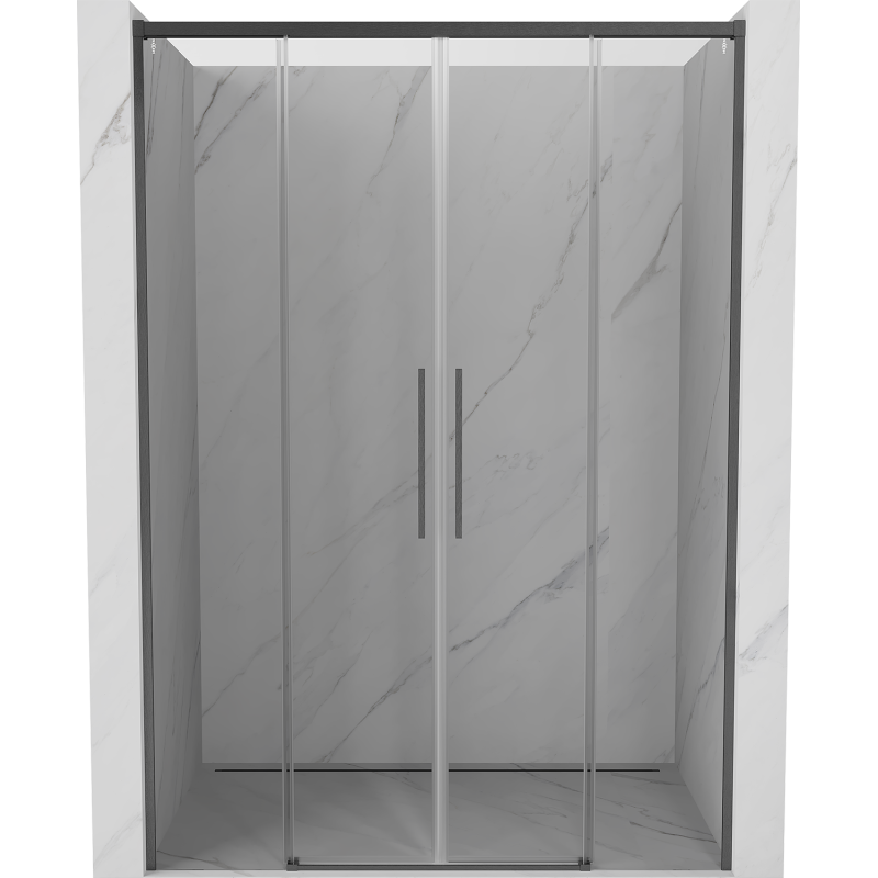 Mexen Rox drzwi prysznicowe rozsuwane 140 cm, transparent, gun gray szczotkowany - 8C2-140-002-66-00