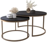 Ławy i stoliki kawowe - Stolik Kawowy Czarny Typu 2W1 + Złoty G1-S44 - miniaturka - grafika 1