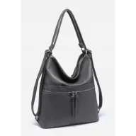 Torebki damskie - Stylowa Szara Torebka Damska Worek Shopper 2w1 Plecak LUIGISANTO - miniaturka - grafika 1