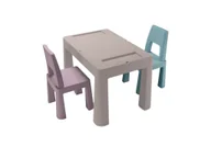 Zestawy mebli dla dzieci - TEGGI MEBLE DZIECIĘCE STOLIK 2 KRZESŁA MULTIFUN BEŻ TURKUS - miniaturka - grafika 1