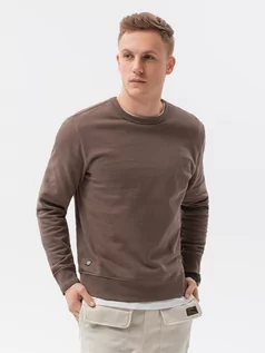 Bluzy męskie - Bluza męska bez kaptura bawełniana - brązowa B1146 - grafika 1