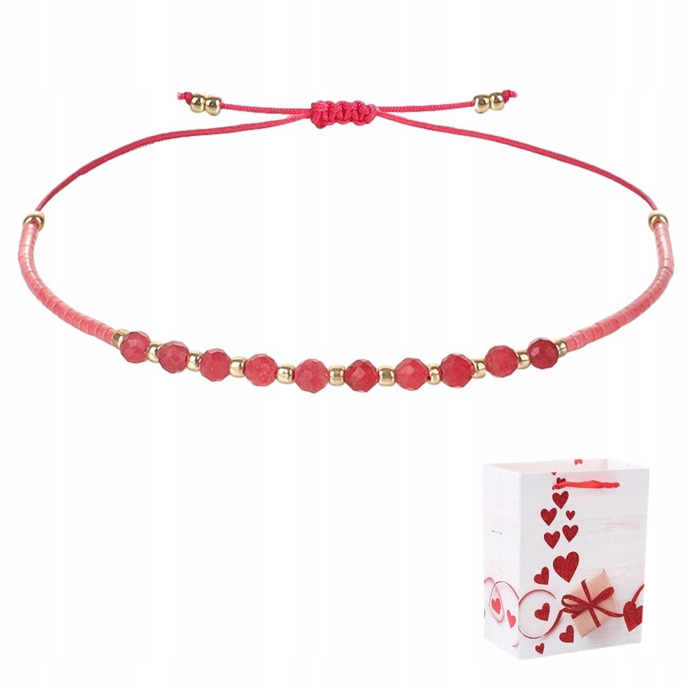 Bransoletka Koraliki Fasetki Miyuki Delica Kamień Naturalny Kwarc Wiśniowy