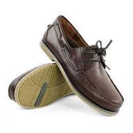 Mokasyny męskie - Mokasyny męskie skórzane żeglarskie brązowe rozmiar 41 - miniaturka - grafika 1