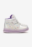 Botki damskie - Fioletowe Płaskie Buty Sportowe Sneakersy ze Skórzaną Wkładką w Gwiazdki z Brokatem Jocelv - miniaturka - grafika 1