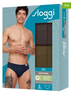Sloggi Slipy (2 pary) "Go" w kolorze oliwkowo-brązowym - Majtki męskie - miniaturka - grafika 1